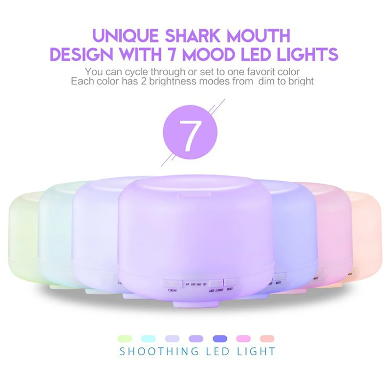 JOERIC 500ML Ultrasonic Humidifier Air Purifier Aroma Diffuser Aromatherapy Essential Oil with Colorful LED Night Lamp | Бытовая