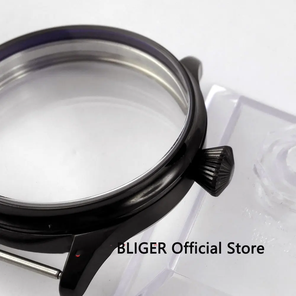 BLIGER 44 мм черный PVD покрытием Нержавеющая сталь корпус часов Fit для ETA 6497 6498 ручной