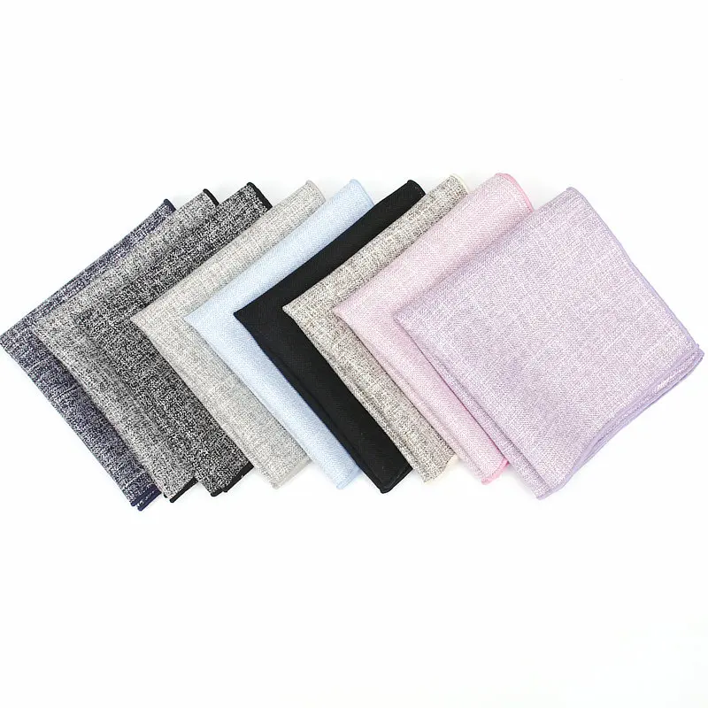 2018 Brand New Men's Fashion Cotton Solid Pocket Squares For Men Handkerchief Wedding Vintage Hanky Suits Pocket Hankies Towel images - 6