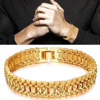 men 510mm golden curb chain link bracelet hip hop jewelry gold thick heavy copper material women chain bracelet