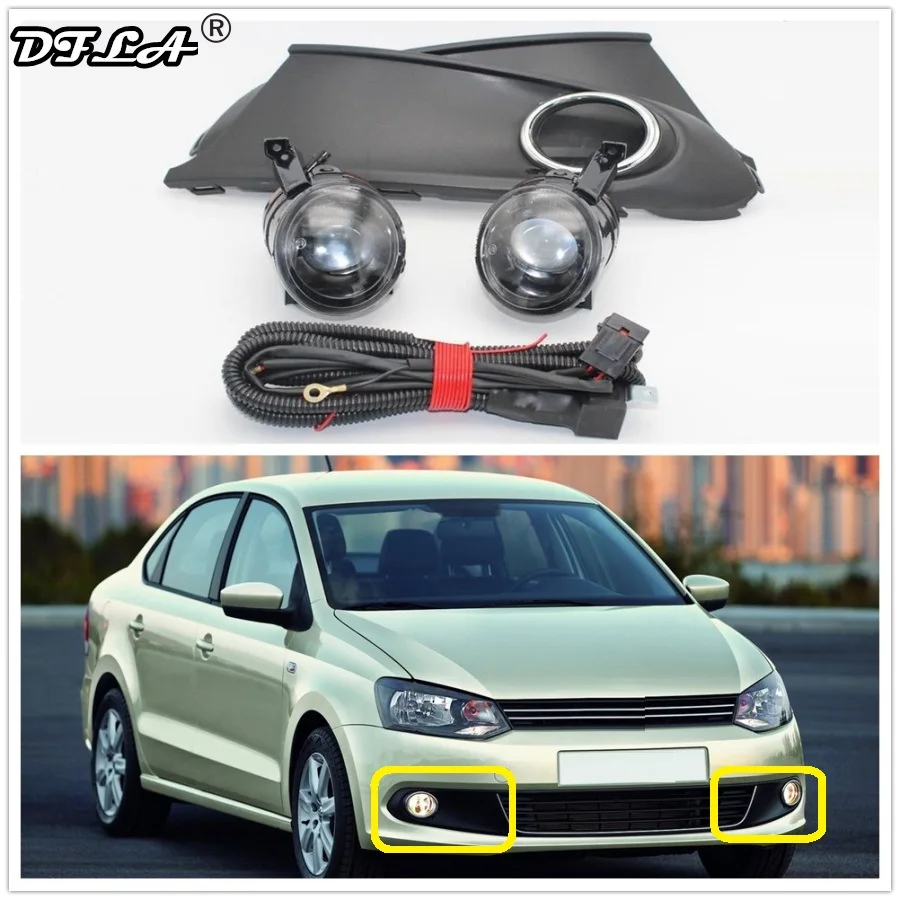 Для VW Polo Vento Sedan Saloon 2011 2012 2013 2014 2015 2016 выпуклая линза противотуманный светильник
