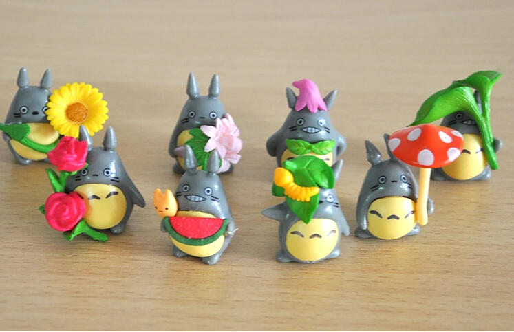 8 шт./лот 4 см Totoro мультяшная серия мини виниловая кукла ландшафтное растение |