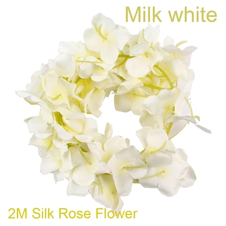 milk white FENGRISE 2 м Сакура вишня украшение для свадебной арки из ротанга искусственные виноградные цветы Шелковый Плющ украшение комнаты невесты висячая гирлянда - Цвет: milk white