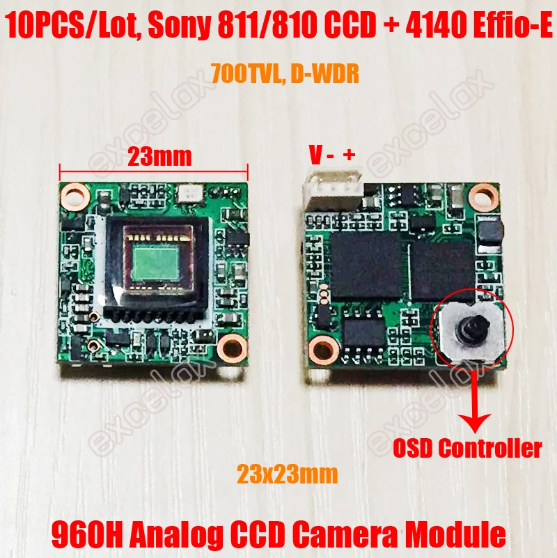 10 шт./лот 23x23 мм 650 ~ 700TVL 1/3 &quotsony 811 810 CCD Effio E 4140 DSP 960H FPV аналоговый модуль камеры