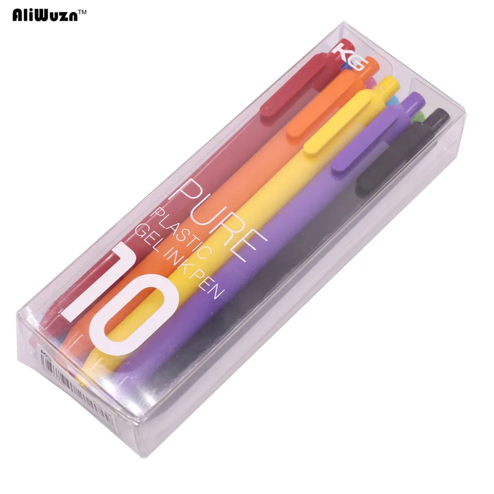 

1 Box 10 Pcs Pen Tip 0.5mm Ballpoint Pen Large Capacity Ink Matte Soft And Plastic Facile Writer Color Painting Pen Gift Package
