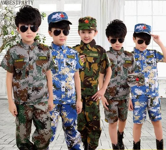2017 летний детский армейский Камуфляжный военный морской костюм армейская