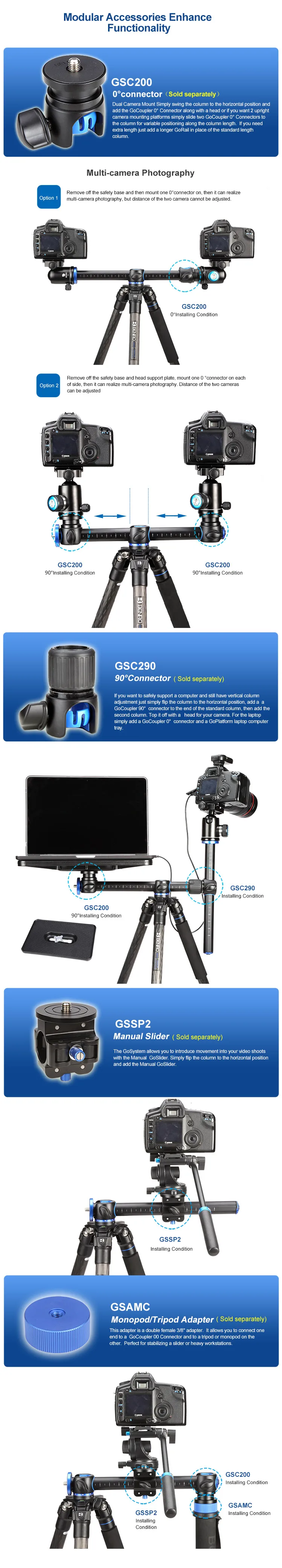 BENRO GA258T штатив из углеродного волокна Профессиональный штатив монопод для DSLR камеры портативный/камера стенд
