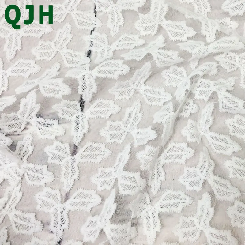 Новинка изысканная сетчатая вышивка QJH в виде листьев африканская кружевная