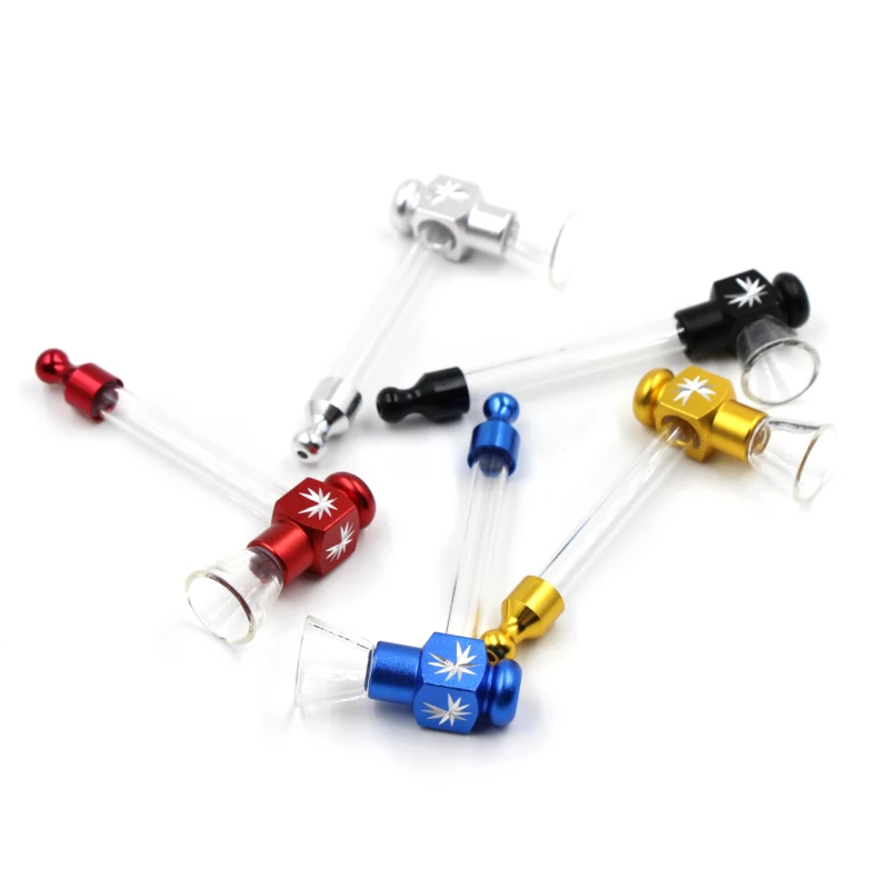 

New metal creative carved tobacco pipe, fashionable acrylic patchwork metal tobacco pipe, multi-color optional