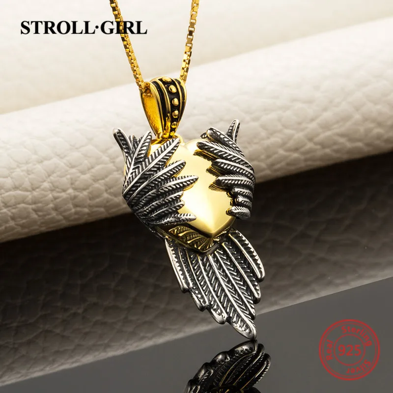 AliExpress, серебро, 925, золотой цвет, любовь, сердце, крыло, цепочка, подвеска и ожерелье, сделай сам, ремесло, модное ювелирное изделие, изготовление для любимой, подарок