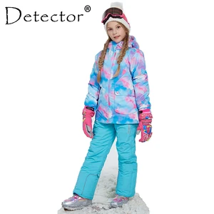 Зимняя ветрозащитная лыжная куртка и штаны для девочек Detector, комплект детской одежды для улицы, Детские комплекты для снега, теплый лыжный костюм для мальчиков и девочек