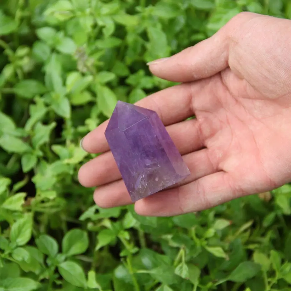 Натуральный аметистовый камень одноконечная Хрустальная палочка отметка