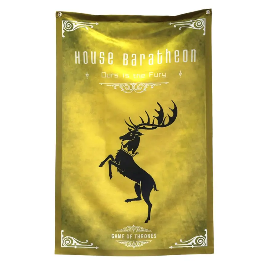 Baratheon Флаг "Игра престолов", флаг Старк, Талли, Таргариен, Ланнистер, Баратеон, Мартелл, Аррин, Грейджой, Тирелл, флаг 68*104 см - Цвет: Baratheon