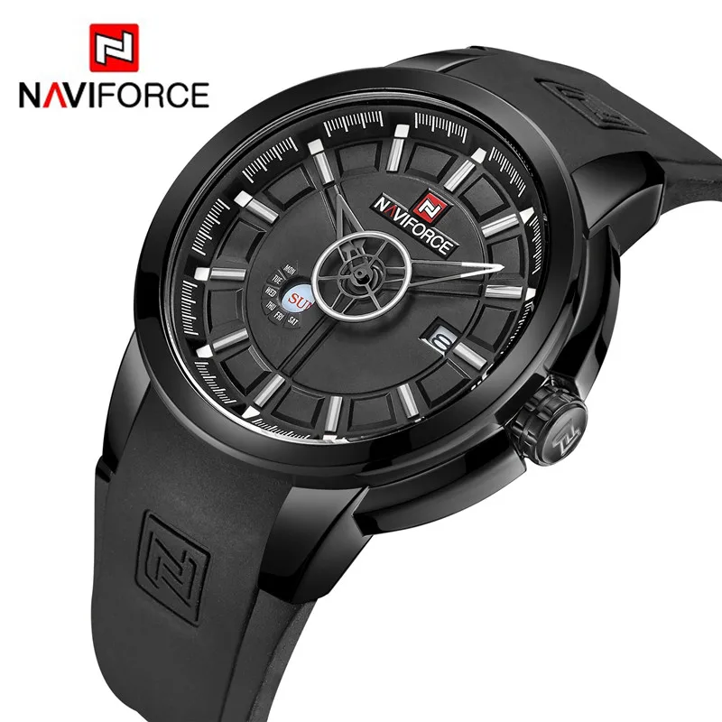 NAVIFORCE Топ люксовый бренд часы мужские модные кварцевые спортивные Дата резиновые