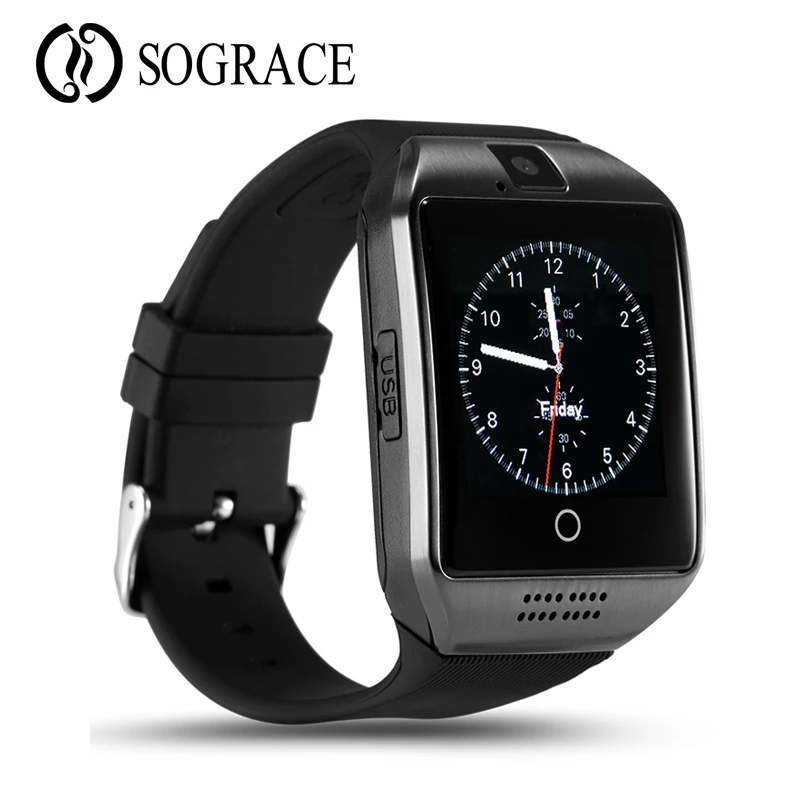 Q18 Смарт часы сенсорный экран с Камера Bluetooth наручные спортивные Носимых