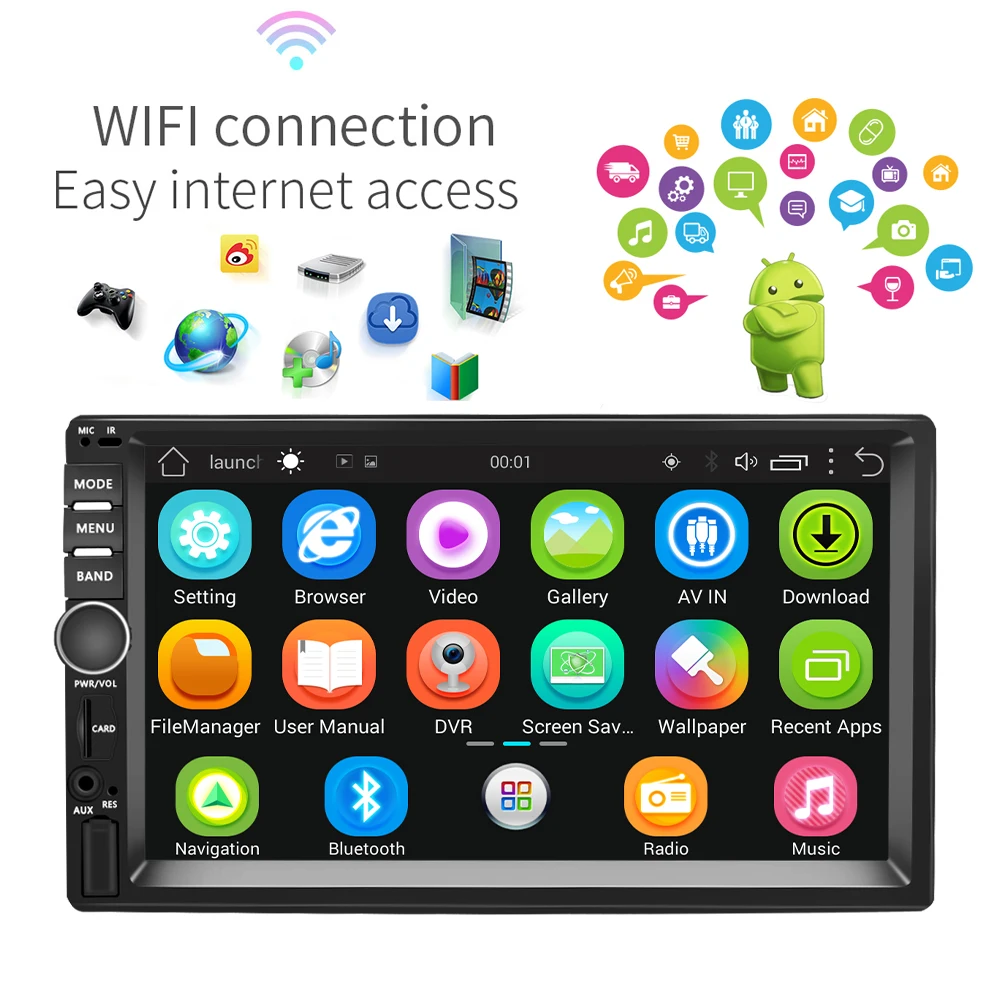 AMPrime Авто Радио 2 Din Android GPS навигация автомобильное радио стерео 7 &quot1024*600