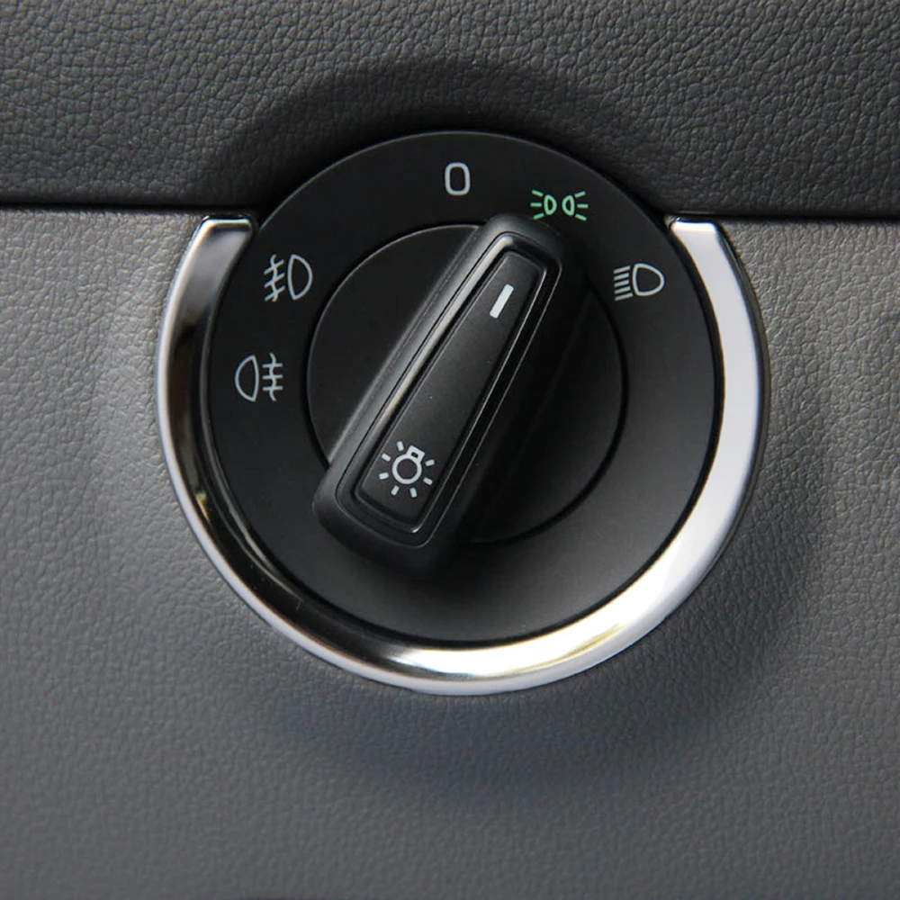 Для VW skoda octavia a7 2015 наклейка на крышку переключателя фары из нержавеющей стали
