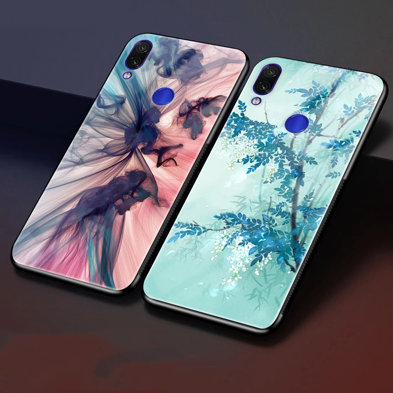 Для Xiaomi Redmi Note 7 чехол Модный Жесткий PC стекло задняя крышка для Xiaomi Redmi Note 7 Pro силиконовая рамка Fundas Redmi Note7 Capa