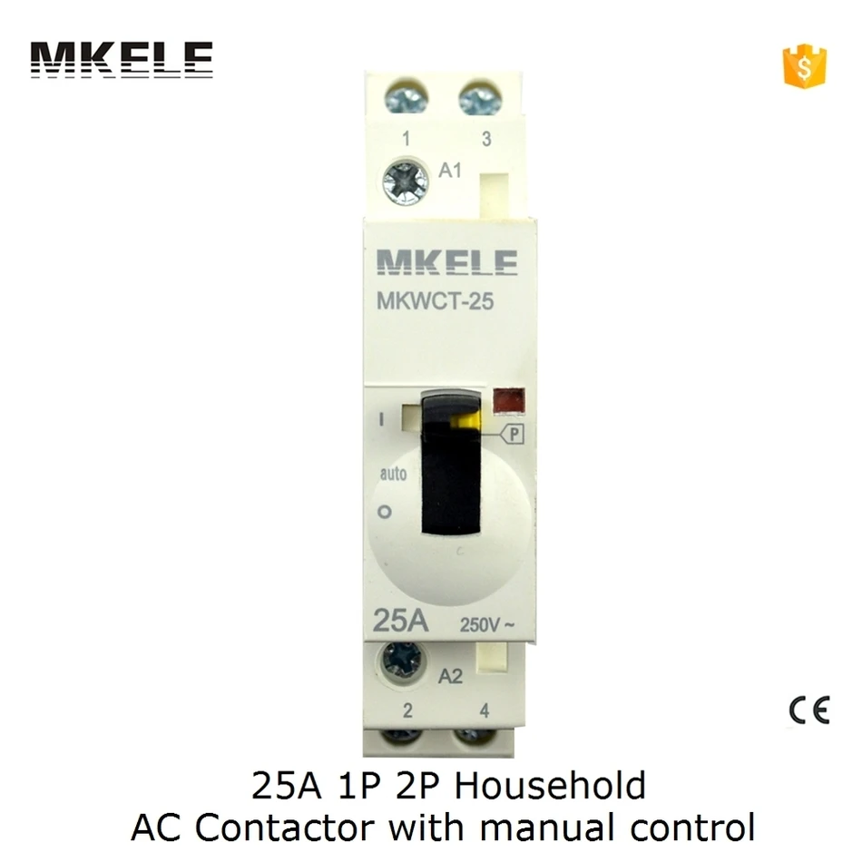 2P 2NO Din Rail Ac контактор для дома 24V 25A с ручным управлением|ac contactor|contactor 24vcontactor ac |