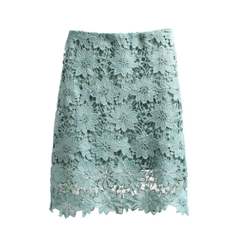 Женские кружевные юбки A397 однотонные прямые короткие большого размера XL на весну