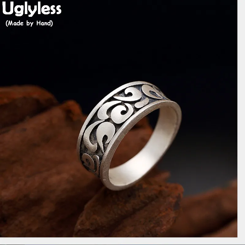 

Uglyless 100% реальный твердый 990 чистого серебра винтажный тотем шаблон тайские серебряные кольца для женщин этнические ювелирные изделия ручно...