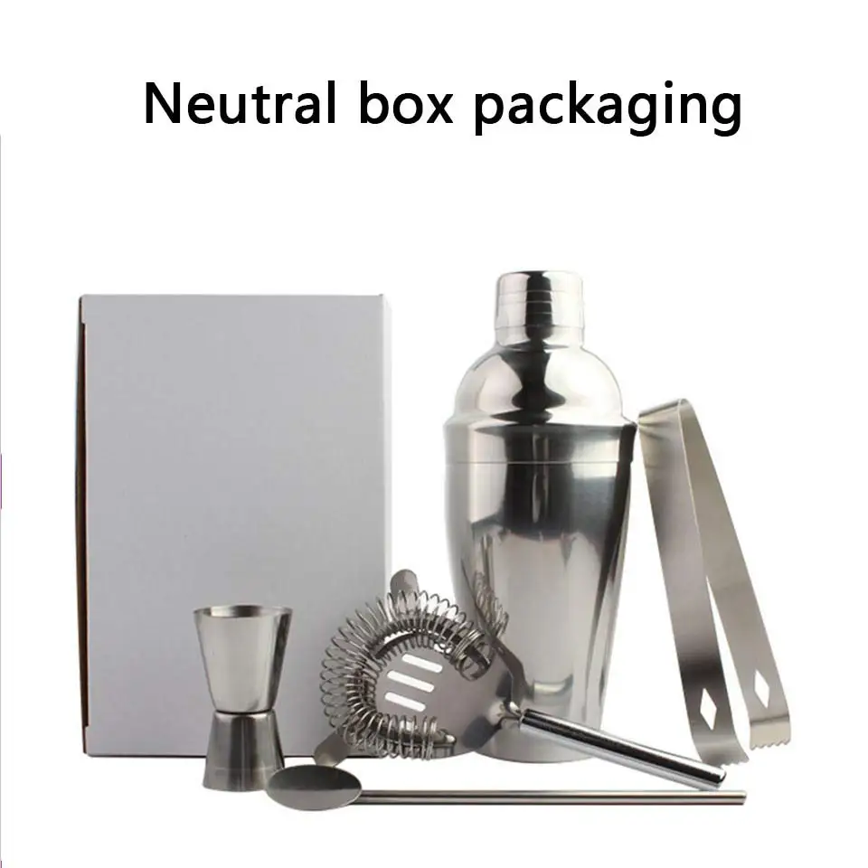 

Cocktail Set 350-750ml Bartender Kit Stainless Steel Homebrew Wine Tool Shaker/Ice Clip/Jigger/Strainer/Mixing-Stir Spoon 5Pcs