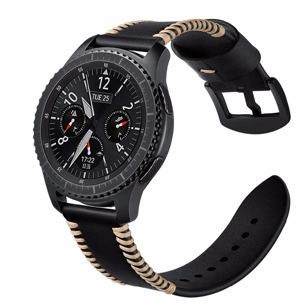 OSRUI ремешок из натуральной кожи для samsung gear S3 Frontier/классический ремешок для шитья сменный Браслет 22 мм ремешок для часов