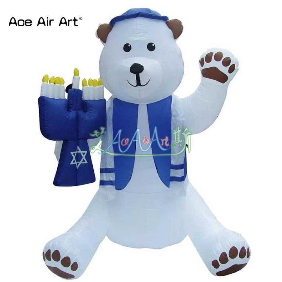 

Hot sale inflatable bear with candle in hand,chanukah inflatables advertising and hanukah holiday decorations