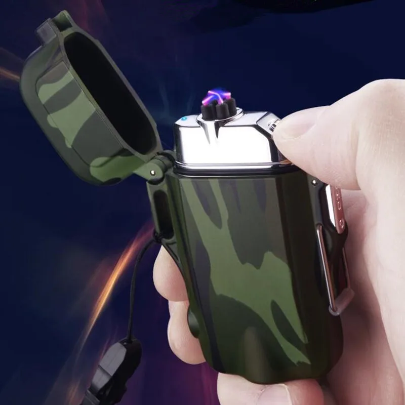 

Classic Waterproof USB Plasma Lighter Double Arc Windproof lighter For Outdoor Camping Sports Cigarette Lighter For Smoking