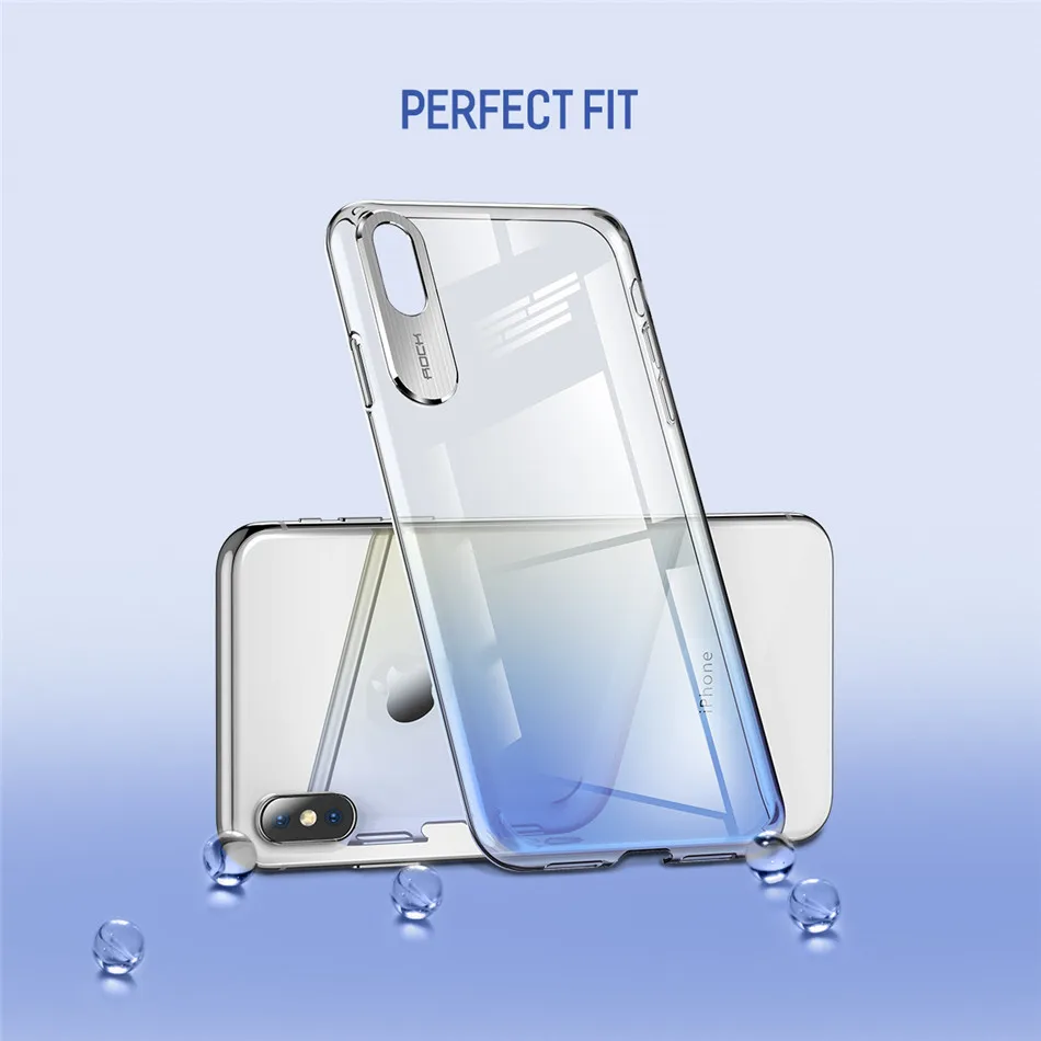 Для iPhone X Case, ROCK Роскошные Бизнес Стиль металлические задние крышки для Камера Защита Прозрачный чехол из ТПУ для iPhone 5,8 6,1 6,5 Дюймов