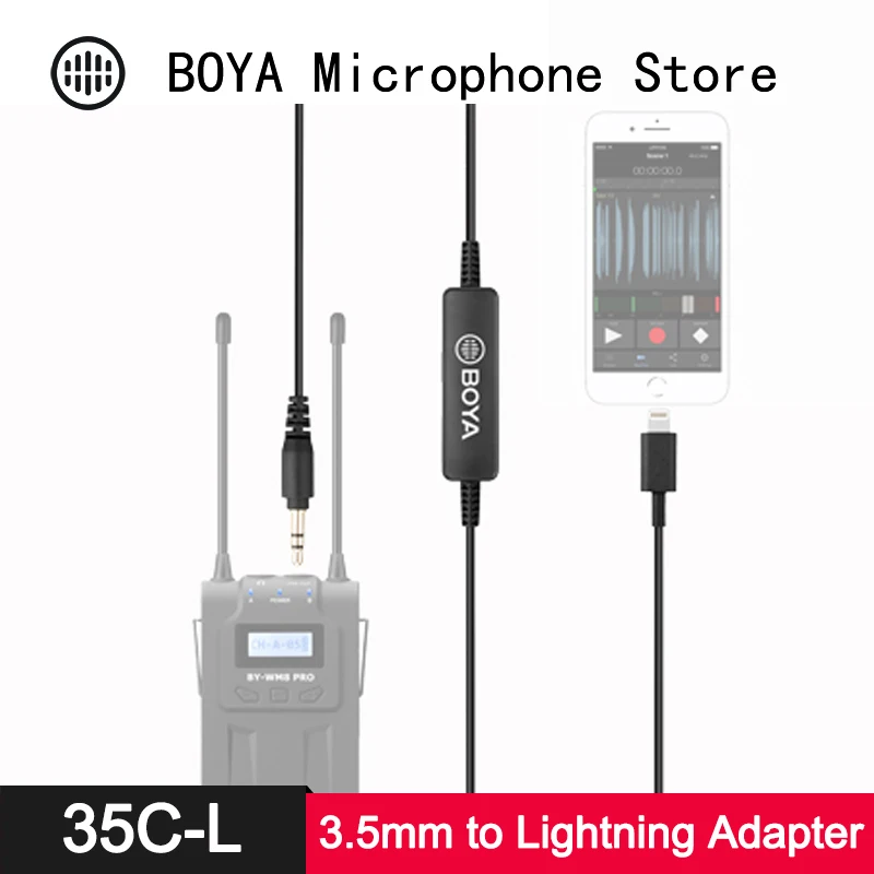 Кабель адаптер BOYA для аудиомикрофона с разъемом Lightning 3 5 мм iPhone XS Max XR X 8 7 Plus iPad mini 4