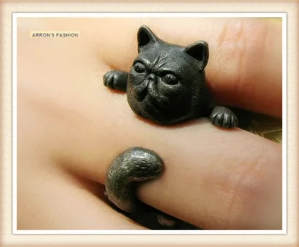 Новейшее Ретро Хиппи Гарфилд Кот кольцо свободного размера модное животное