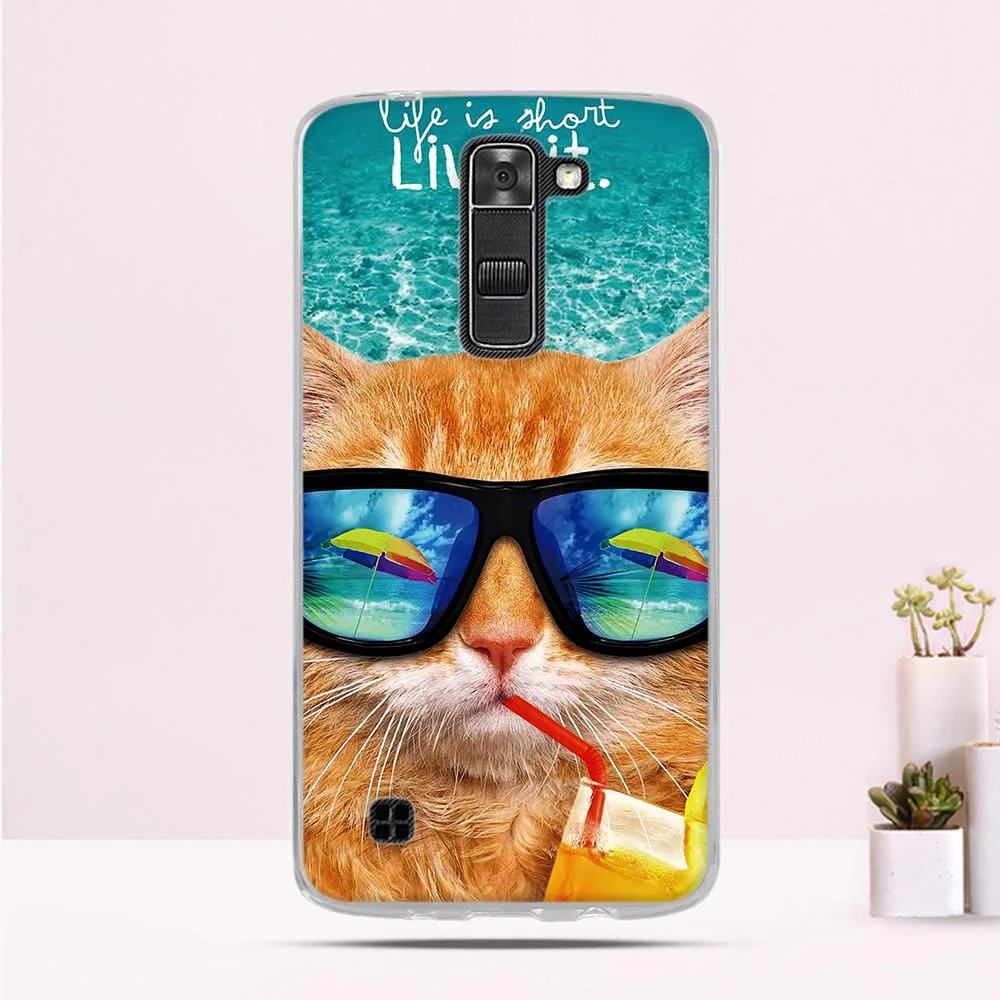 Задняя крышка для LG K7 Tribute 5 LS675 X210 X210DS силиконовый чехол ТПУ Cat 3D с рисунком