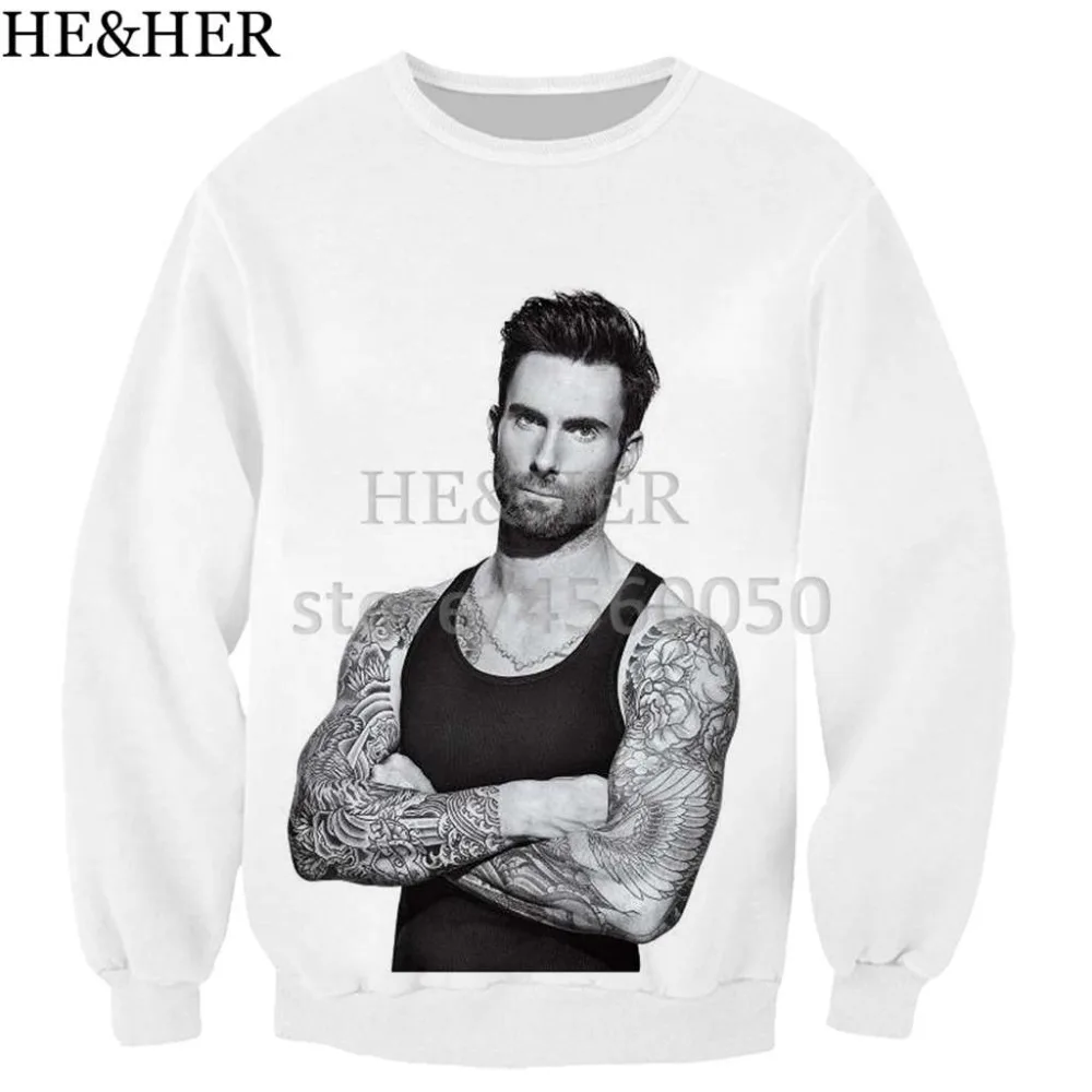 Мужские и женские пуловеры Pop star Adam Levine свитшоты простой свитшот с 3D принтом