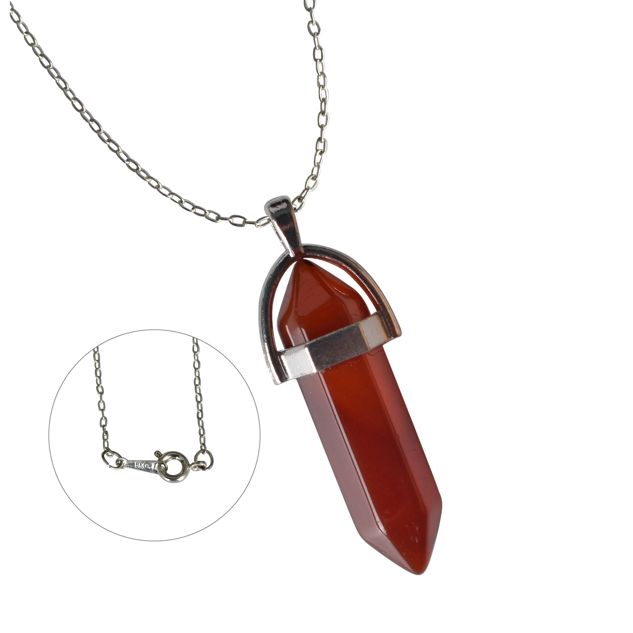 Винтажное ожерелье с кулоном из кварца и кристаллов для женщин howlite, ожерелье из лазурита с тигровым глазом, модное ювелирное изделие, бижутерия - Окраска металла: carnelian