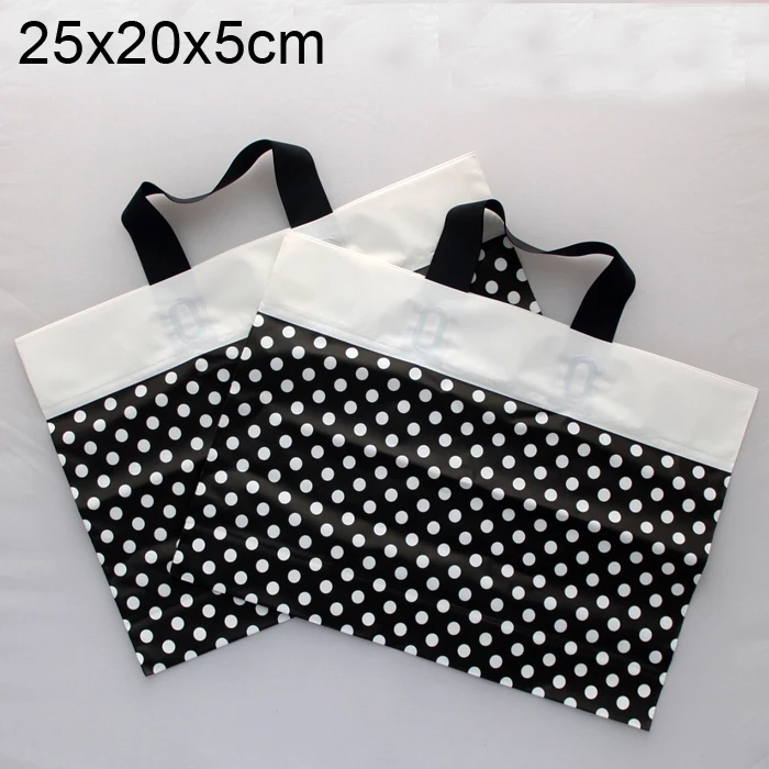 50pcs Gift Plastic Bags Black Polka dot gift packing bags plastic shopping bag cloth/shoes/favors 25x20x5cm | Дом и сад