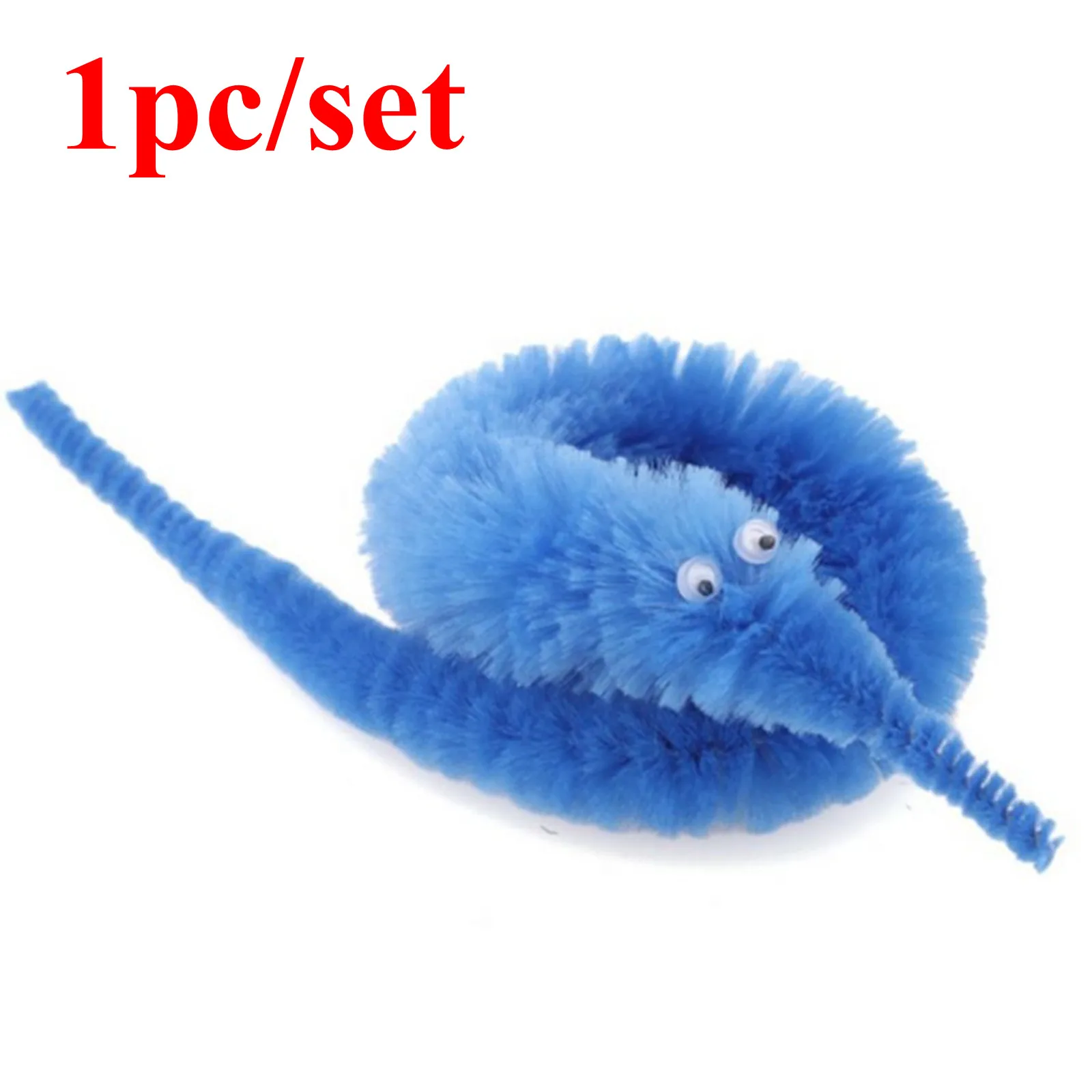 Синий 10/6/1 pcs Funny Toys Magic Trick Twisty Fuzzy Worm Kids Cartoon Animals Toys Bile Pussy Mr Fuzzy Street Dolls Blister Card - Цвет: Синий
