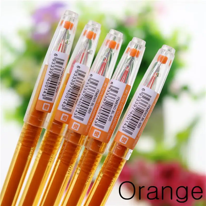Orange 5pcs 5 шт., 0,5 мм, 12 цветов, гелевая ручка для рисования, студенческая школа, рекламные подарки, тонкая кристальная ручка - Цвет: Orange 5pcs
