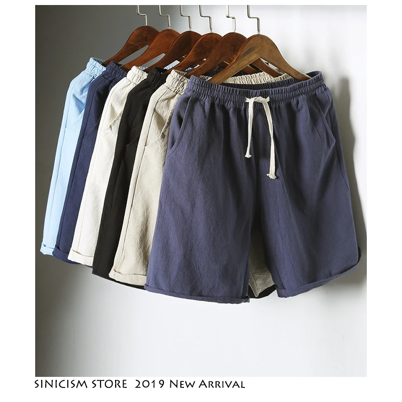 Sinicism Store красочные хлопковые льняные летние шорты мужские пляжные шорты мужские s тренировочные штаны цвета хаки Шорты повседневные белые спортивные шорты 5XL