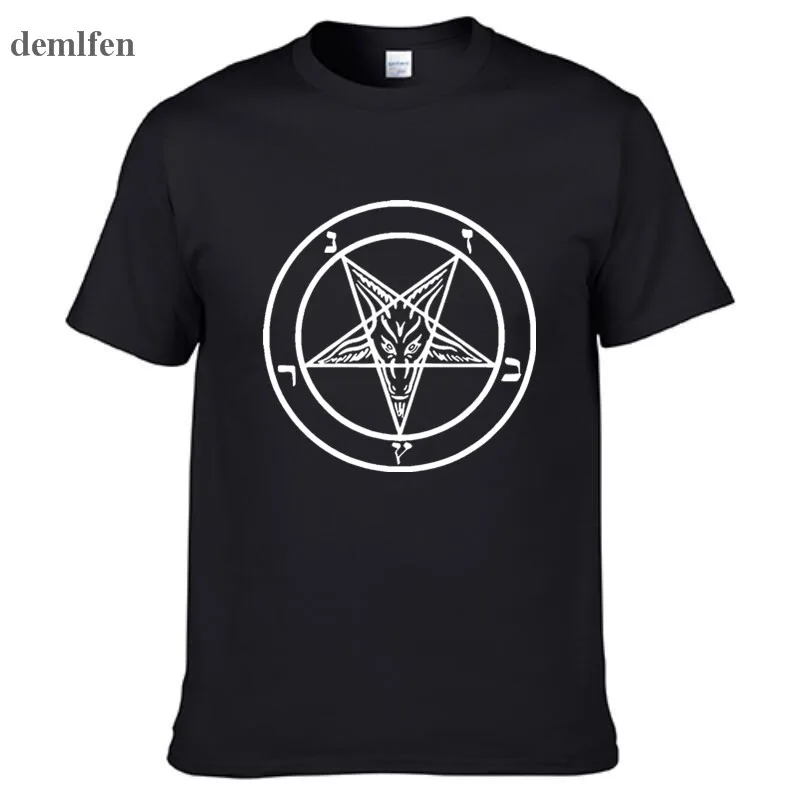 Pentagram Gothic Occult Satan men's Fashion Cotton short-sleeve Round Collar T-shirt Man Hip Hop Tees Tops | Мужская одежда