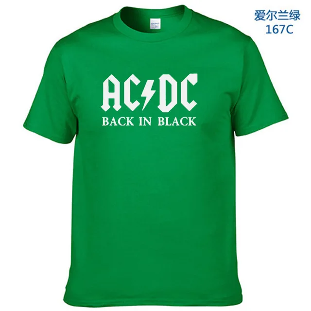 Green-W Новинка, Camisetas, AC/DC, рок-группа, футболка, мужская, ACDC, черная, с графическим принтом, футболки, повседневная, с круглым вырезом, хип-хоп, короткий рукав, хлопок, Топ - Цвет: Green-W