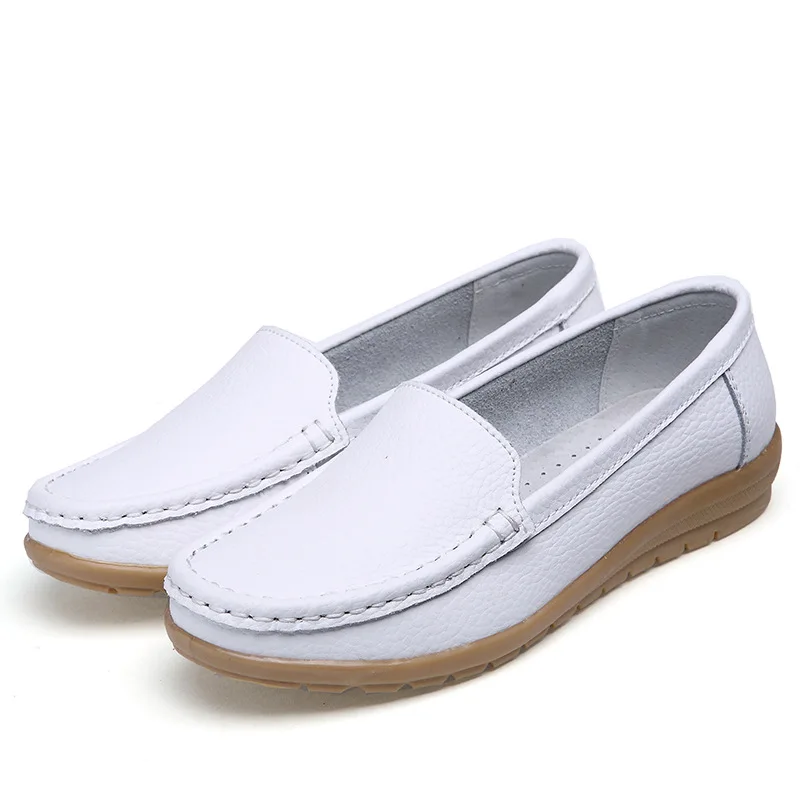 Women Genuine Leather Shoes Ballet Flats Slip on for Loafers Moccasins Nursing Sneakers Footwear Size 35-41 |