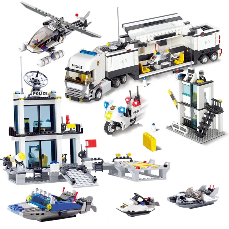 Детские игрушки город строительные блоки полицейский участок тюремные фигурки