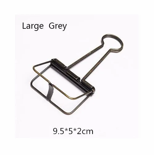 3pcs large Gray 12 шт./компл. 8 цветов милые Kawaii металлическая для бумаги зажимы скобы Офисные школьные принадлежности зажимы фото сообщения билета файл хранения - Цвет: 3pcs large Gray