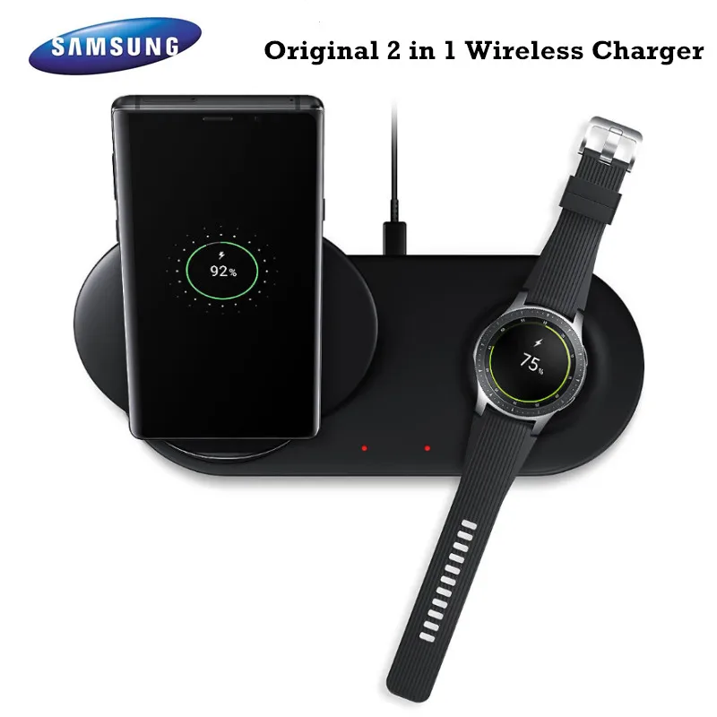 Оригинальное Быстрое беспроводное зарядное устройство Samsung 2 в 1 Qi Смарт Быстрая