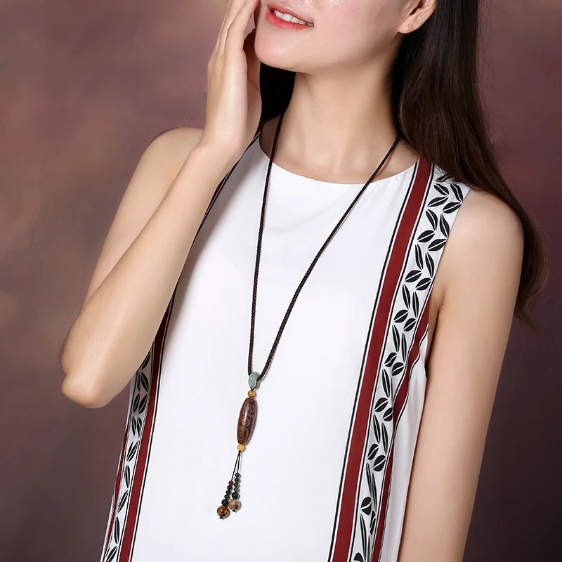 Ретро свитер цепь длинная секция Ожерелье Подвеска для груди Tianzhu кулон