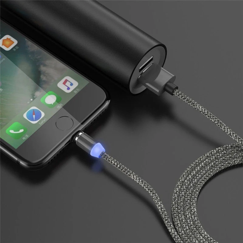 Нейлоновые магнитные зарядные кабели с подсветкой кабель Micro USB Type-C для iPhone 7 8 X