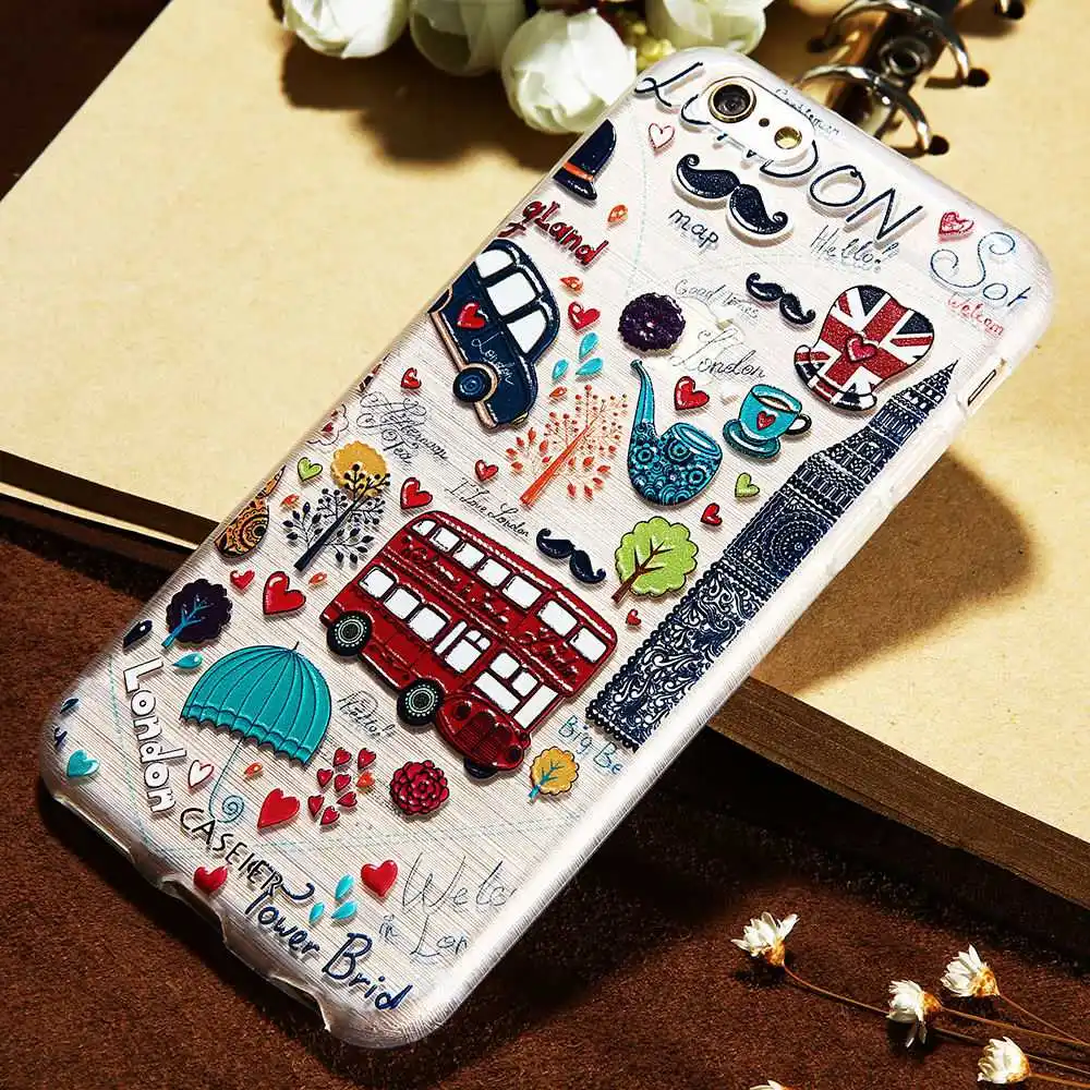 CASEIER Милый Летний мягкий рельеф ТПУ чехол для телефона iPhone X 7 8 6 6S чехлы с узором Plus