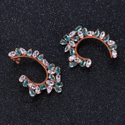 Funmor Exaggerate Drop Earrings Crystal Ear Jewelry 925 Sterling Silver Girls Women Banquet Anniversary Ornaments Brincos Gifts | Украшения