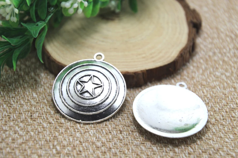 

4pcs Captain America Shield Charms Antique Silver Tone Shield Charms